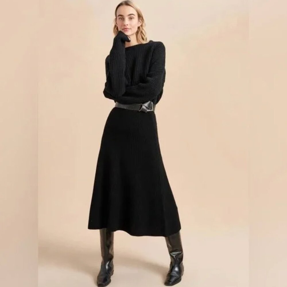 NWT La Ligne Toujours 100% Cashmere Skirt, Black